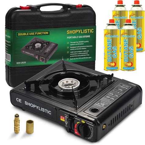 Buy Shopylistic Portable Camping Stove + 4 Butane Canisters | Camping ...