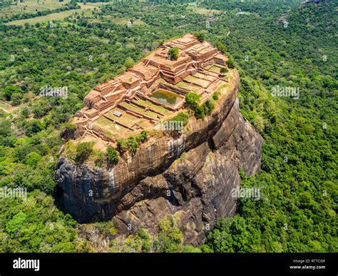 Sigiriya or the Lion Rock, an ancient fortress and a palace with ...
