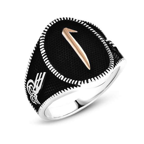 925 Sterling Silver Ring for Men with Ottoman Sign and Arabic Alphabet ...