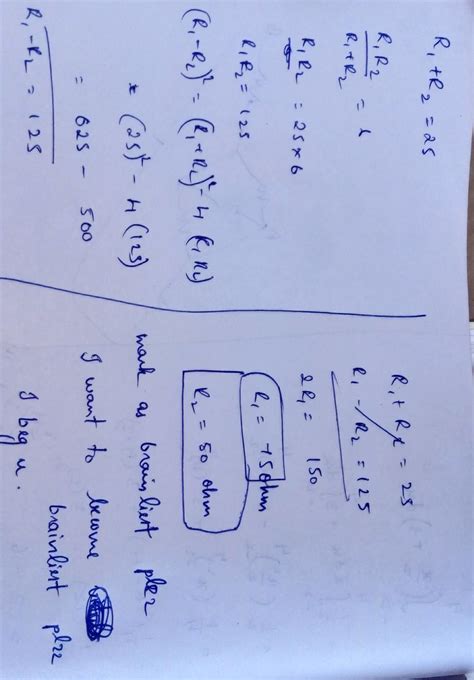 2 resistors when connected in series have total resistance of 25 ohms ...