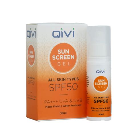 Qivi Suncreen Gel SPF 50, PA+++ | All Skin Types | Matte Finish | 50 ml ...