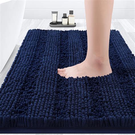 Amazon.com: ACCUMTEK Striped Navy Blue Bathroom Rug Mat 32"x20" Ultra ...