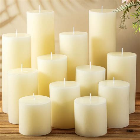 Amazon.com: Shihanee Set of 12 Pillar Candles 3" Diameter Dripless ...