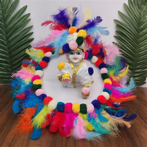 laddu gopal plain base feather dress with pagdi – Laddu Gopal Dress