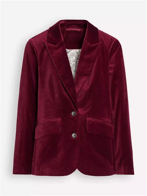 BODEN Marylebone Velvet Blazer in Cabernet | endource