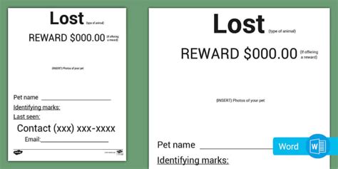Missing Pet Poster Template | Resources | Twinkl USA