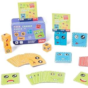 ROYCO Wooden Emoji Cube face Changing Expression Cube Matching Puzzle ...