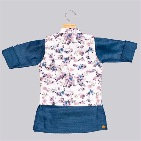 Buy Blue Boys Kurta Pajama with Nehru Jacket – Mumkins