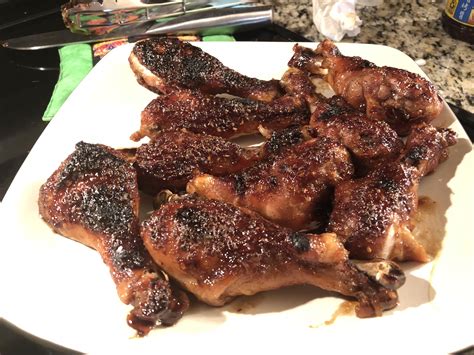 [Homemade] Chicken legs marinated and baked in a Korean Barbecue sauce ...