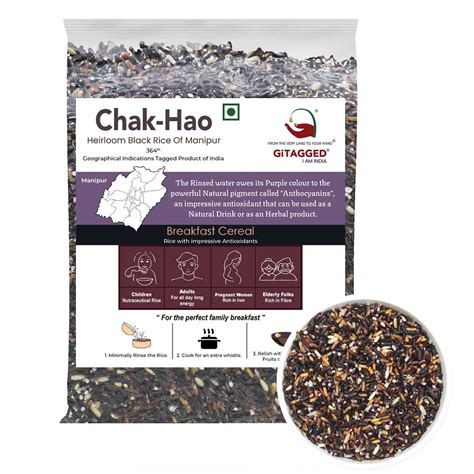 Chak Hao Heirloom Black Rice Of Manipur | Unpolished Black Rice, 1 Kg ...