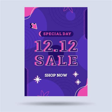 Hand drawn flat 12.12 sale vertical poster template | Free Vector