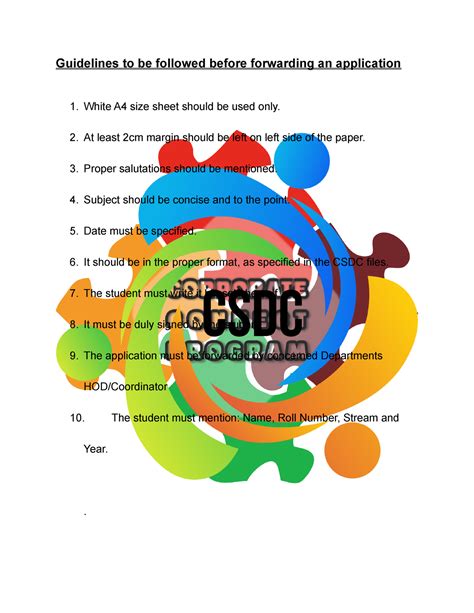 Guidelines to be followed before forwarding an application - White A4 ...