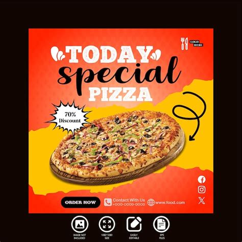 Heute spezielle Pizza-Social-Media-Beitragsvorlage | Premium Vektor