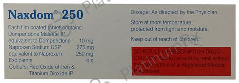 Naxdom 10/250mg Tablet 15s – Save 41% on Substitute Medicine