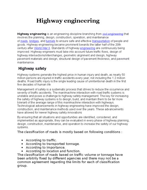 Highway engineering - lecture note - Highway engineering Highway ...