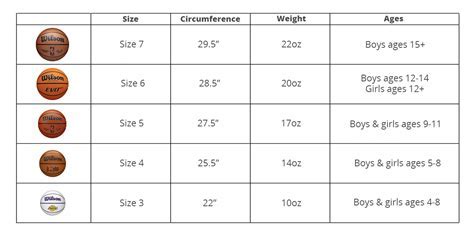 basketball size by age chart Android IOS V- 7.109