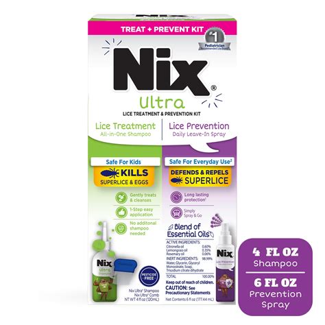 Nix Ultra Super Lice Treatment & Prevention Hair Kit: Shampoo, Removal ...