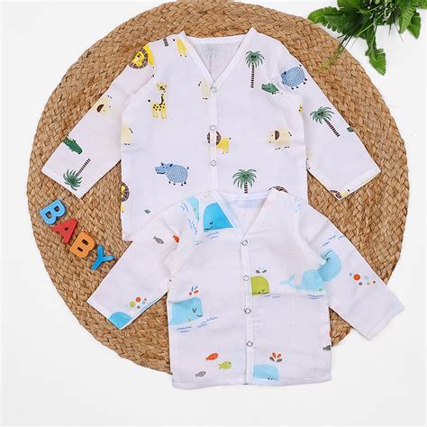 Baby Unisex Organic Cotton Muslin Full Sleeves Jhabla | Lion, Whale ...