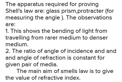 List out the apparatus required to prove snell's law? write any two ...