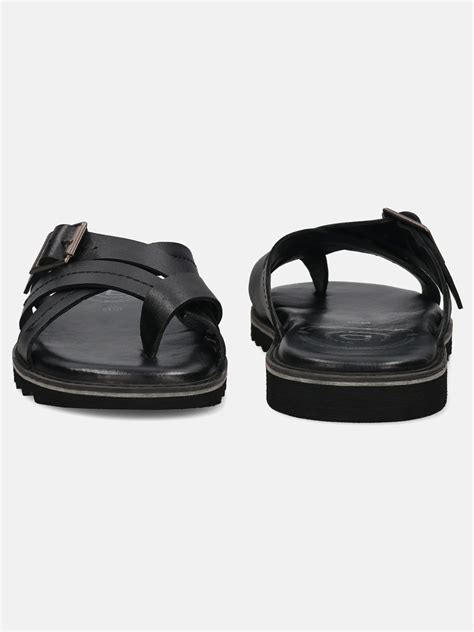bugatti Black Cross Strap Sandals – bugatti Shoes India