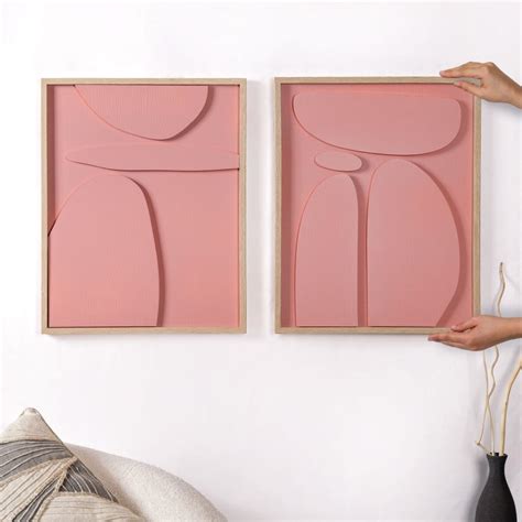 3D Abstract Wall Art Pink Set Of 2 20x16 Inch Online - Premium Wall Art ...