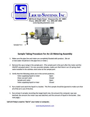 Fillable Online Sample Taking Procedure For An LSI Metering Assembly ...
