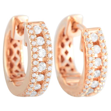 LB Exclusive 14K Rose Gold 0.22 Ct Diamond Hoop Earrings For Sale at ...