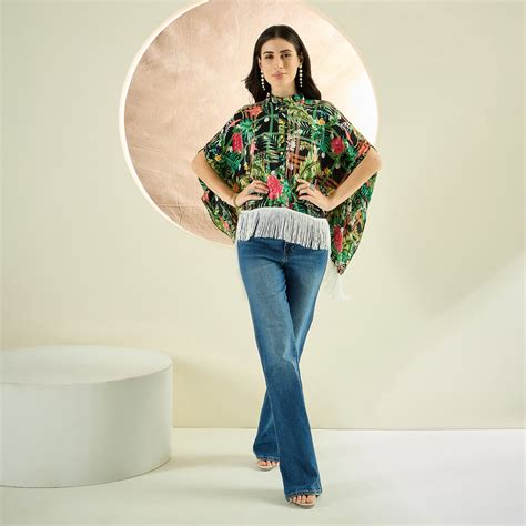 Black and Green Jungle Print Kaftan Top – First Resort by Ramola Bachchan