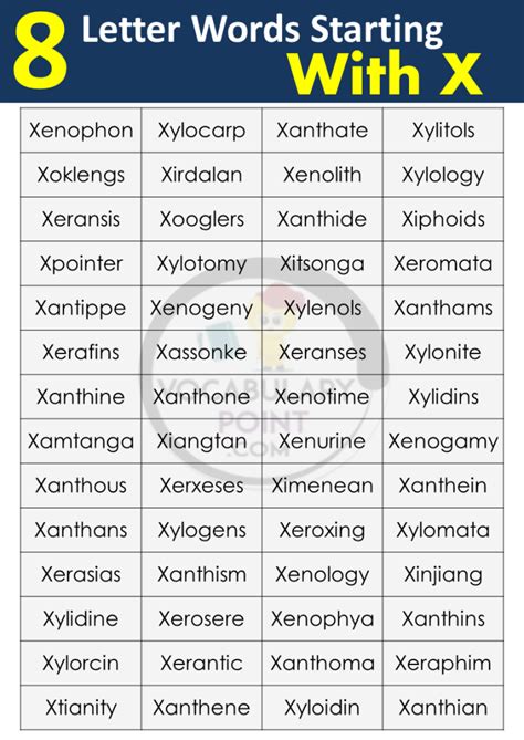 8 Letter Words Starting with X - Vocabulary Point