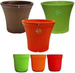 Oshi Greens Sunshine 10 inches round plastic flower pots with Rim ...