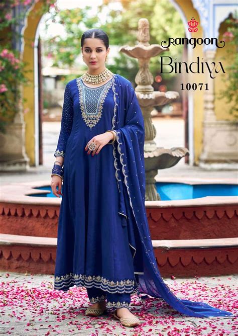 RANGOON BINDIYA CHINON SILK FANCY ANARKALI STYLE DESIGNER READY MADE ...