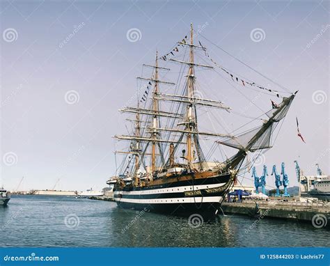 The Ship Amerigo Vespucci Moored at the Port of Palermo, Sicily ...