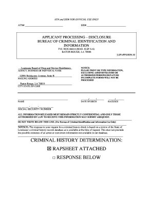 Fillable Online lsbwdd CRIMINAL HISTORY DETERMINATION: RAPSHEET Fax ...