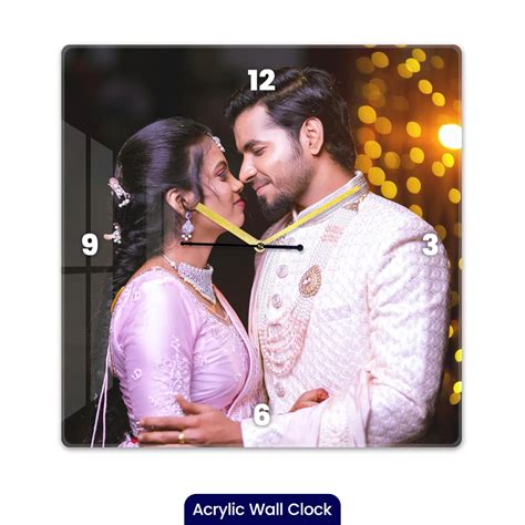 Personalized Acrylic Square Shape Wall Clock – Custom Photo Clock ...