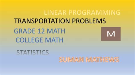 Image result for Linear Programming Transportation Problem