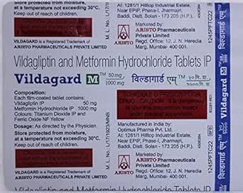 Vildagard M 50/1000MG - Strip of 15 Tablets : Amazon.in: Health ...