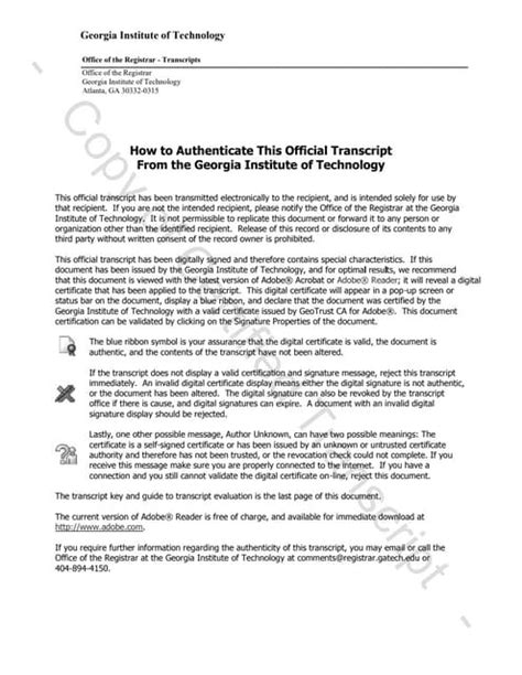 Image result for Georgia Tech Official Transcript