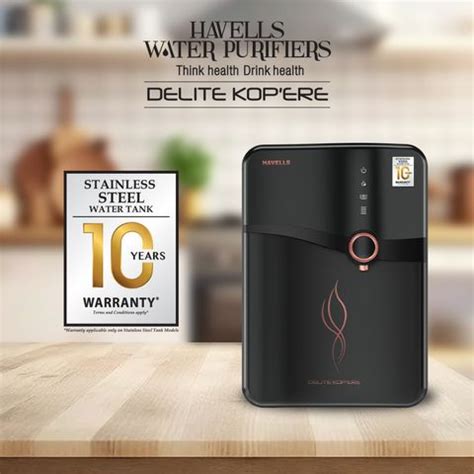 HAVELLS Delite Kopere 6.5 L RO + UV Water Purifier Stainless Steel Tank ...