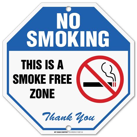 Metal No Smoking Sign, This is A Smoke Free Zone, Octagon Shaped ...