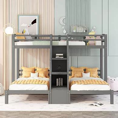 Merax Twin over Twin & Twin Bunk Bed with Built-in Staircase and ...