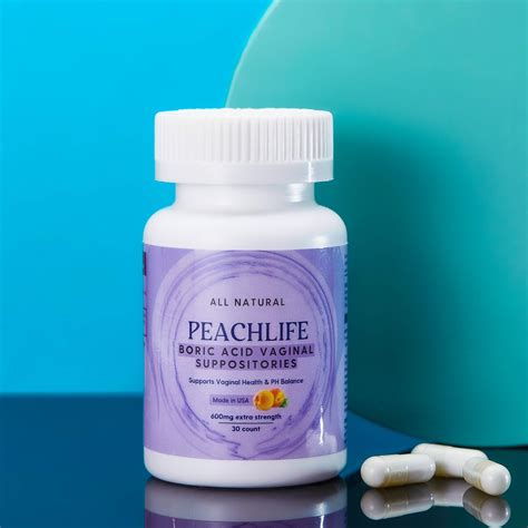 Peachlife Boric Acid Suppositories in Vegetable Capsules - USA Made ...