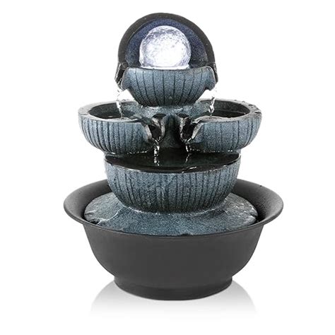 WICHEMI Tabletop Water Fountain Indoor Waterfall Fountain with LED ...