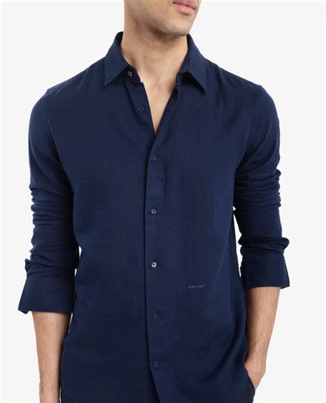 Rare Rabbit Men's Layerr-2 Navy Cotton Plain Regular Fit Full Sleeve C