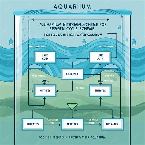 Aquarium nitrogen cycle scheme for fish feeding in fresh water aquarium ...