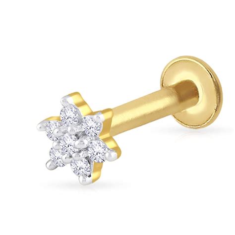 Buy Malabar Gold and Diamonds 18KT Yellow Gold and Diamond Nose Pin for ...