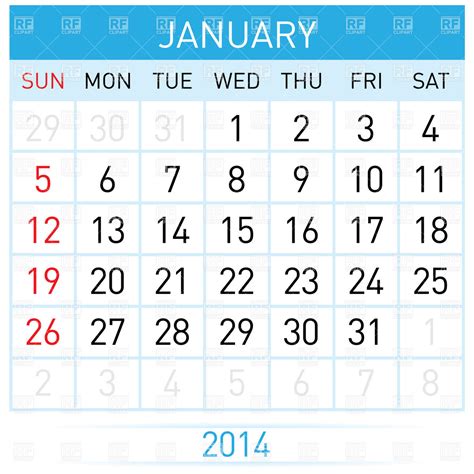 January Calendar Clipart