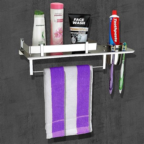 Gloxy Stainless Steel 3 in 1 Multipurpose Bathroom Shelf/Rack/Towel ...