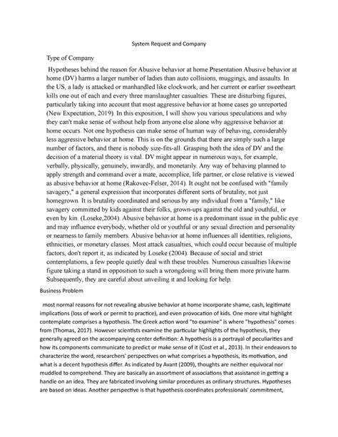 Cs-1 - note - System Request and Company Type of Company Hypotheses ...