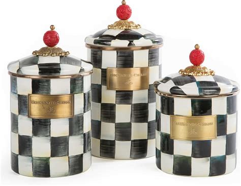 Amazon.com: MACKENZIE-CHILDS Enamel Canister Set, Small (38 oz ...