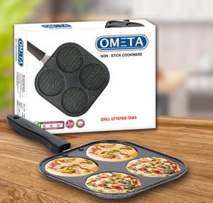 OMETA Non Stick 4 Cavity Hard stone Outer Coating Uthappam Maker /Appam ...
